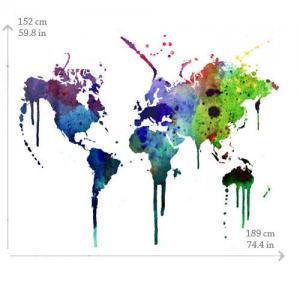 World Map Watercolor Decal Sticker ..