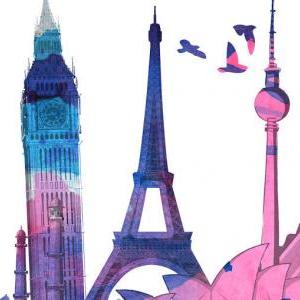 World Travel Watercolor Decal World..