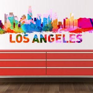 Los Angeles Skyline Watercolor Decal Art Print..
