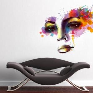 Woman Face Watercolor Silhouette Vinyl Wall Art..