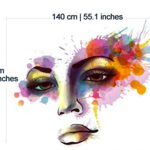 Woman Face Watercolor Silhouette Vinyl Wall Art..