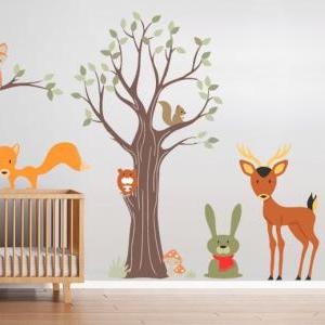 Wood Animals Decal Nursery Sticker ..