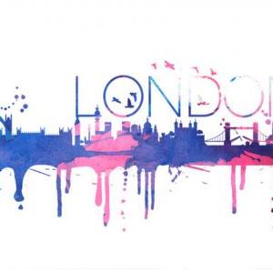 London City Skyline Watercolor Viny..