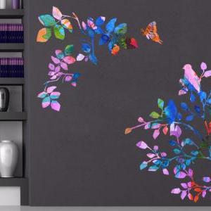 Floral Branch Watercolor Decal Wall..