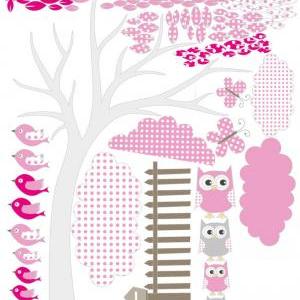Pattern Tree Owl Sticker Nursery De..
