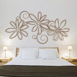Floral Outline Sticker Nature Wall Decal For..