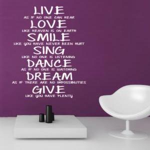 Vinyl Wall Housewares Live Love Smile Decal Quote..
