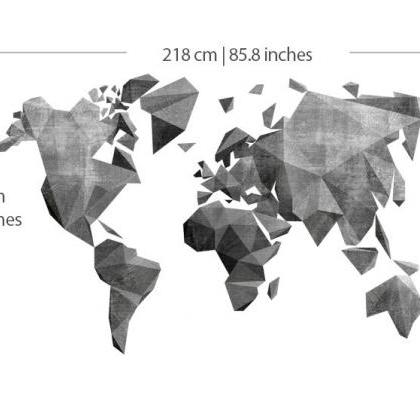 World Map Cement Effect Mid Century..