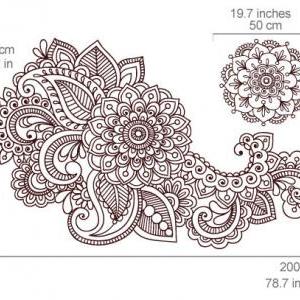 Henna Wall Stencil Decal Floral Indian Sticker For..