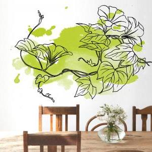 Floral Green Watercolor Wall Decal Art Print..