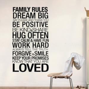 Wall Decal Quotes - Family Rules Inspirational..