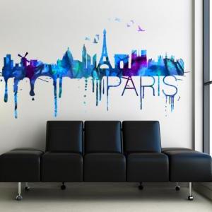 Paris Skyline Watercolor Decal Wall..