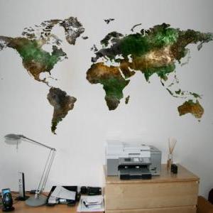 World Map Satellite View Decal For Housewares