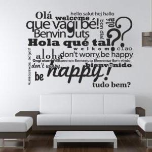 Wall Decal Quotes - Welcome Be Happy Typography..