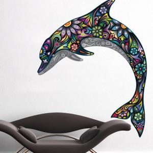 Colorful Floral Dolphin Wall Sticker Ornaments..