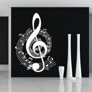 Music Clef Rounded Wall Decor With Notes Sticker..