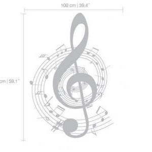 Music Clef Rounded Wall Decor With Notes Sticker..