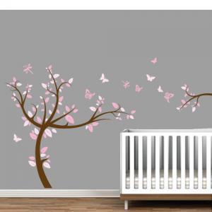 Pink Tree Wall Art Sticker For Kids Nursery..