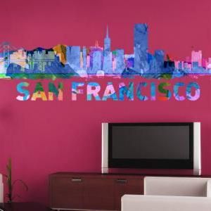 San Francisco Skyline Art Watercolo..