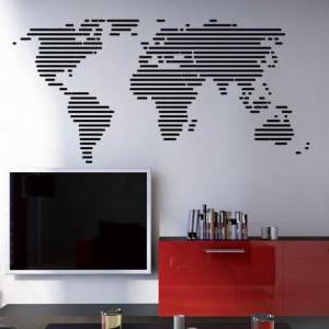 Lines World Map Decal Wall Art Sticker