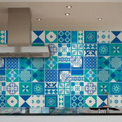 Tiles Decoration Sticker Blue Indigo (pack Of 54)..