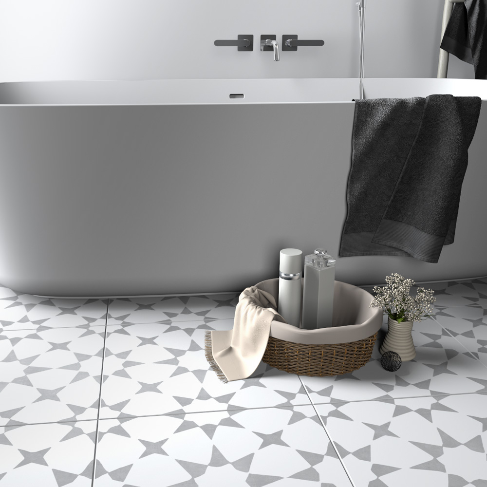 Moroccan Grey - Tile Decals - Tile Stickers - Marrakech - Floor Tiles - Tiles for Kitchen - Kitchen Backsplash - PACK OF 10 - SKU:MGT