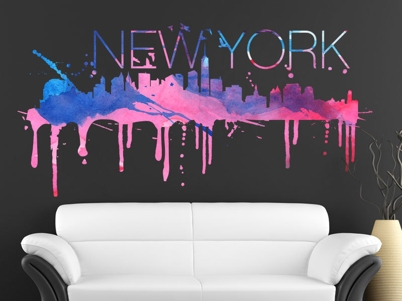 New York City Watercolor Skyline Vinyl Art Print Design Sticker for Home Decoration