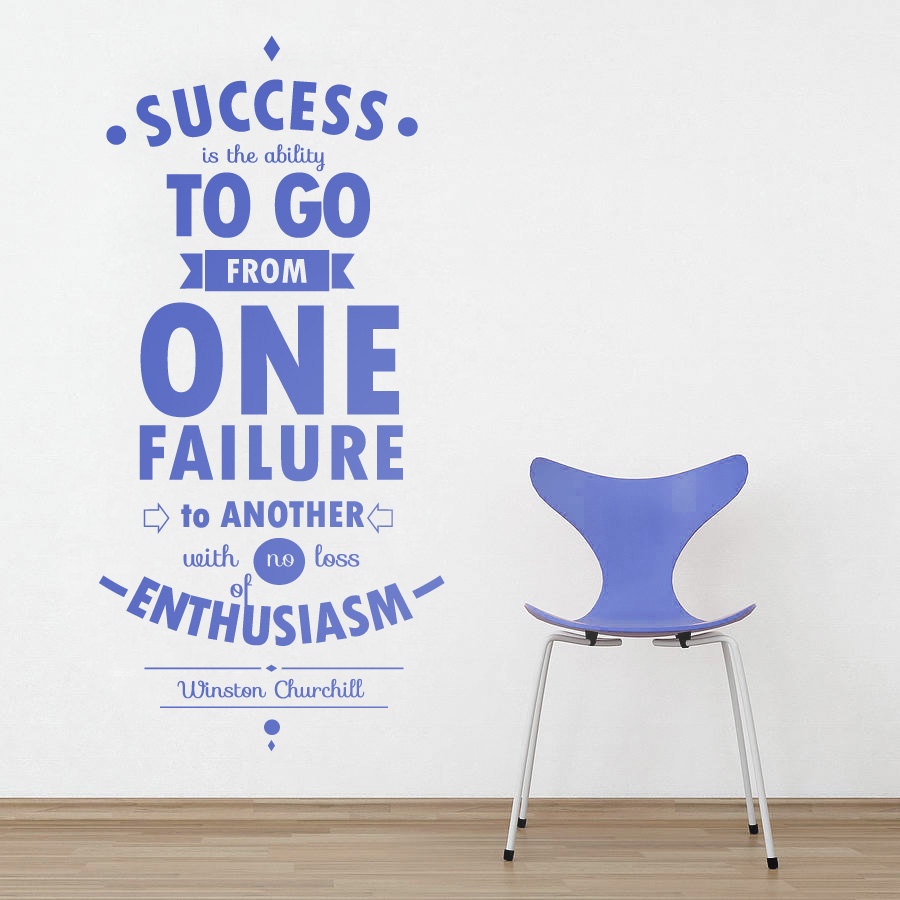 Wall Decal Quotes - Motivational Quote Success Decor Typography Inspirational Famous Quote Wall Decoration Art