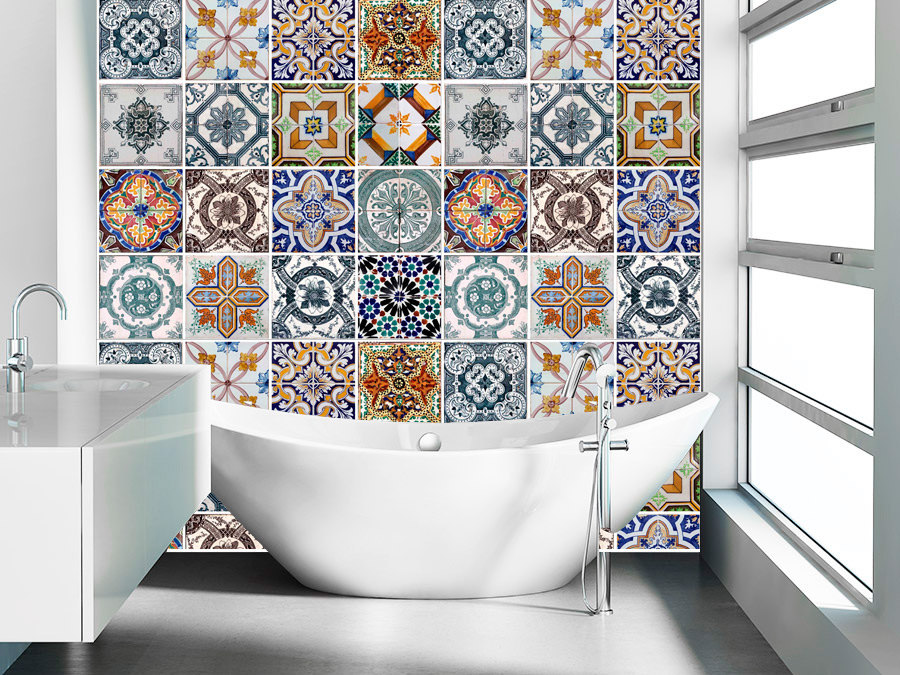 Tile Decals Stickers For Ceramic Kitchen Tiles And Bathroom Tile Stickers - Portuguese Azulejos (pack With 48)