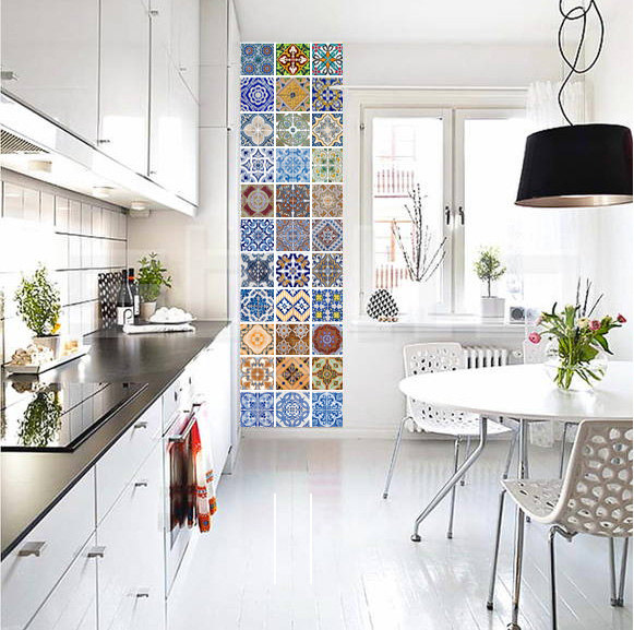 Tile Stickers Portuguese Modern Decor - Stick on ceramic tiles and change to a modern Decor (Pack with 48)