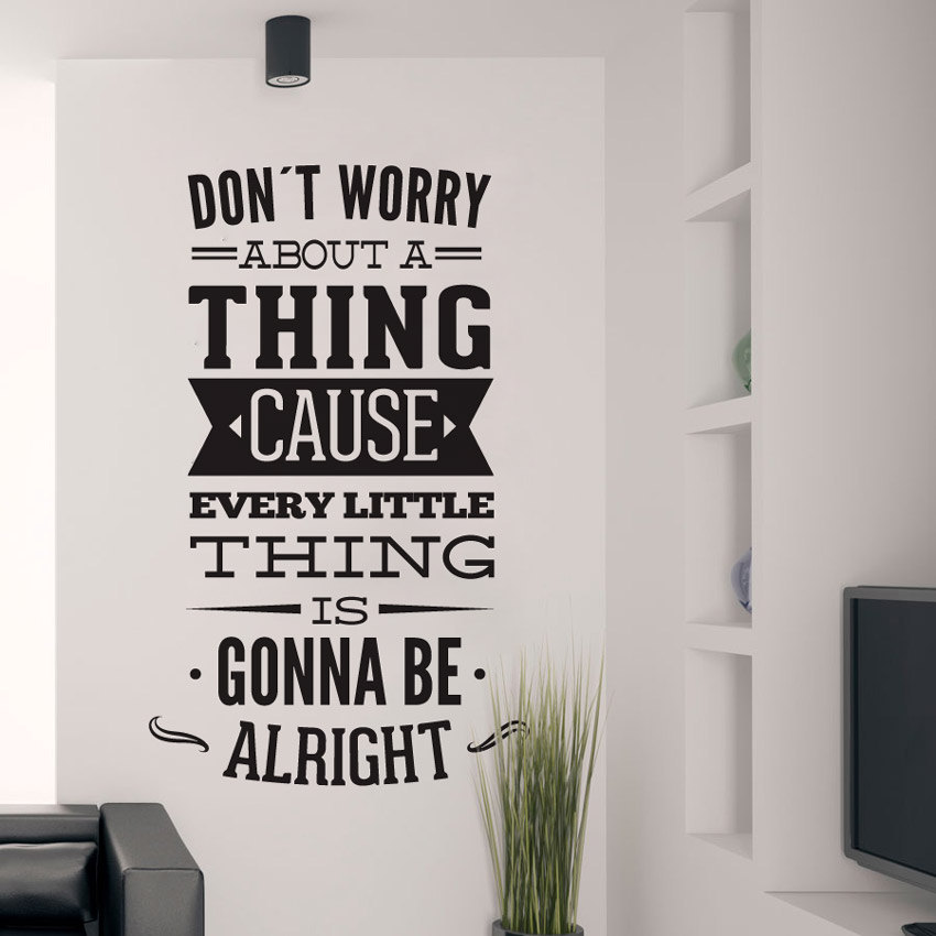 Wall Decal Quotes - Dont Worry About a Thing Bob Marley Song Lyrics Quote Sticker Home Decor for Housewares