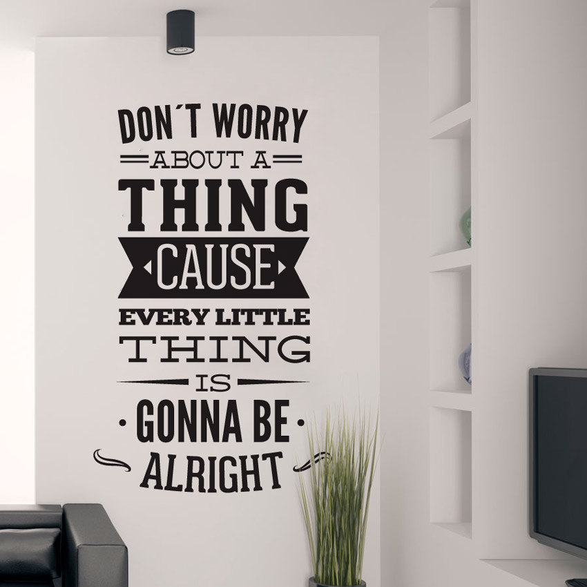 Wall Decal Quotes - Dont Worry About A Thing Bob Marley Song Lyrics Quote Sticker Home Decor For Housewares