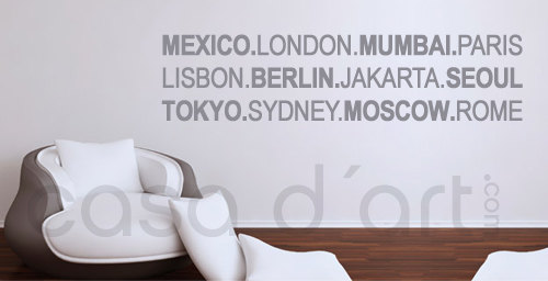 World Wide Cities - wall decal for housewares
