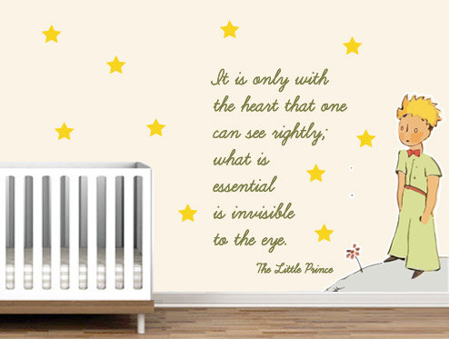 Little Prince Nursery Wall Sticker Decor Saint Exupery Famous Quote Decal for Kids Bedroom