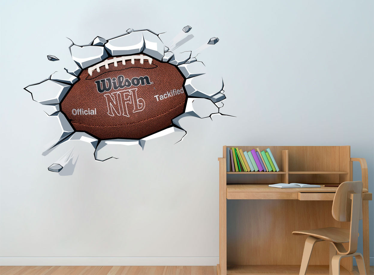 Football Ball On The Wall Decal Nfl Superbowl Sticker For Boys Room Decor