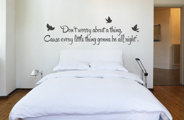 Bob Marley 'don't Worry"' Quote Wall Sticker - Bob Marley Music Lyric Wall Decal - Every Litlle Thing Is