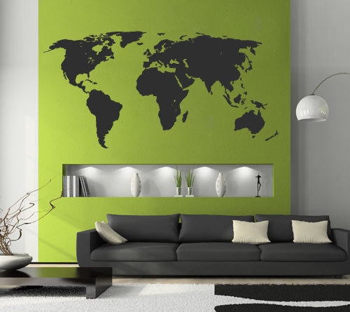 World Map Silhouette Decal For Housewares