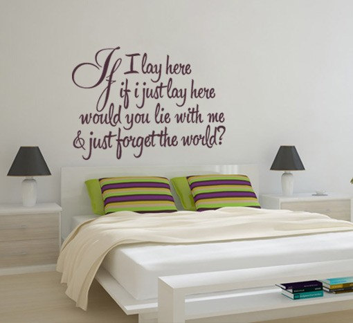Wall Decal Quotes - Vinyl Quote Snow Patrol If I Lay Here Song Decal for Housewares