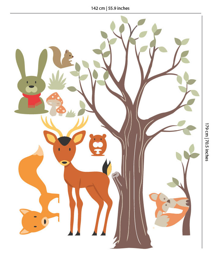 Wood Animals Decal Nursery Sticker Decoration For Kids Bedroom on Luulla