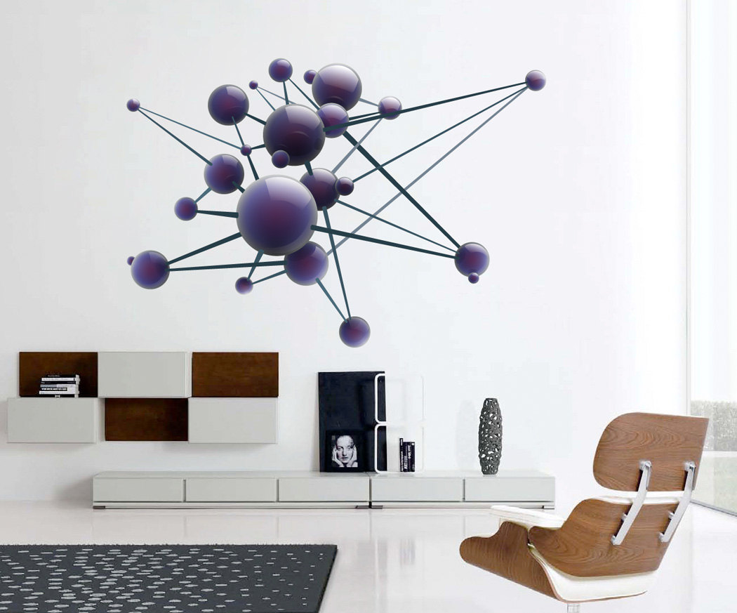 Science Art Molecule Physics Atom Models Wall Art Decal on Luulla