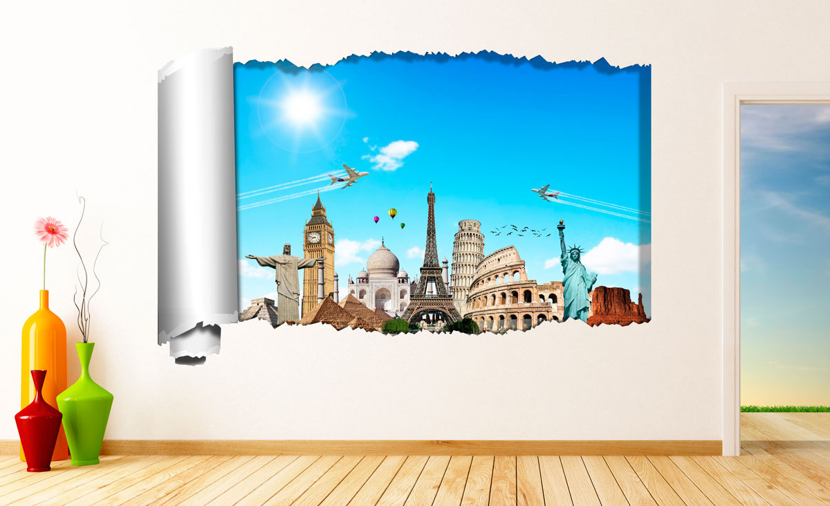 World Wide Monuments Torn Sheet Effect Wall Decal For Home Decoration