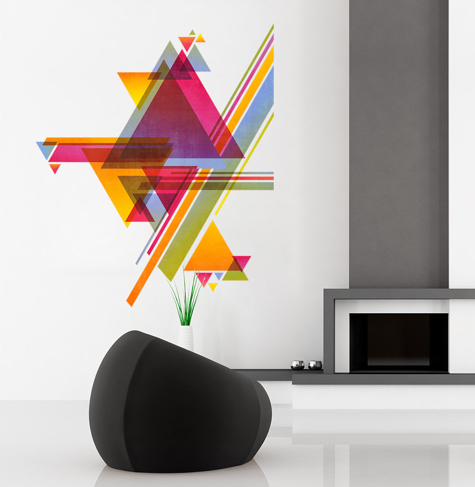 Color Triangles Mid Century Modern Danish Sticker Modernist Eames Abstract Decal
