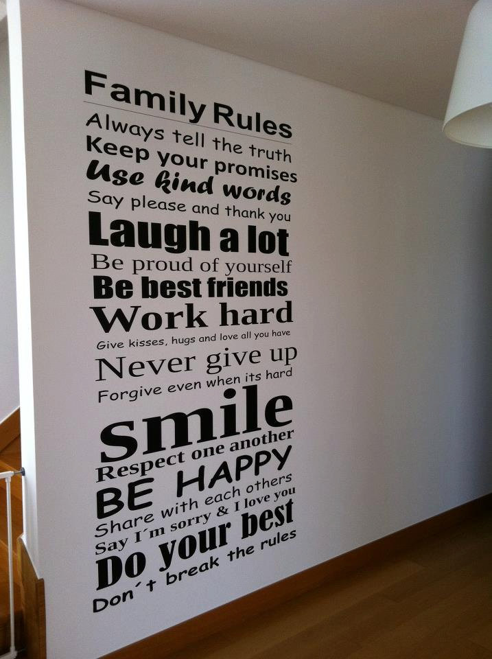 Wall Decal Quotes - Family Rules Wall Art Typography Sticker Home Decor Vinyl For Housewares
