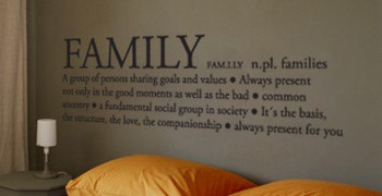 Wall Decal Quotes - Family Definition Wall Decal Text Art Typographic Sticker for Home Decor