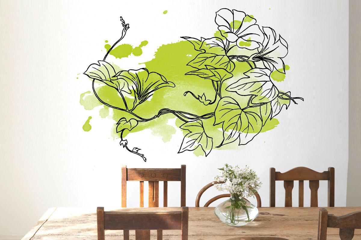 Floral Green Watercolor Wall Decal Art Print Sticker For Modern Living Room