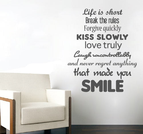 Wall Decal Quotes - Life Is Short Love Truly Text Wall Sticker Quote For Home Decor