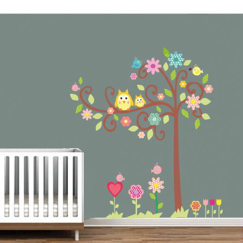 Tree Owl Sticker Nursery Decal For Kids Bedroom