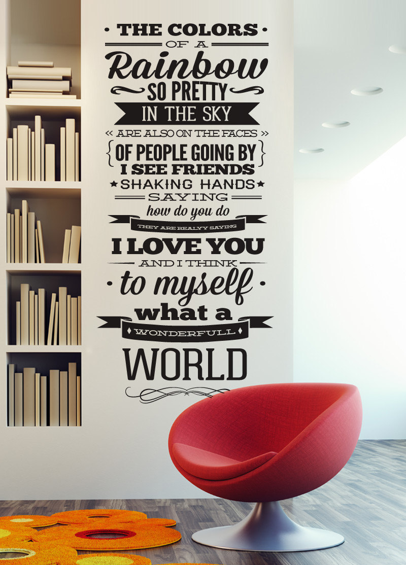 Wall Decal Quotes - Wonderful World Wall Decal Music Lyric Quote Louis Armstrong Typographic Sticker