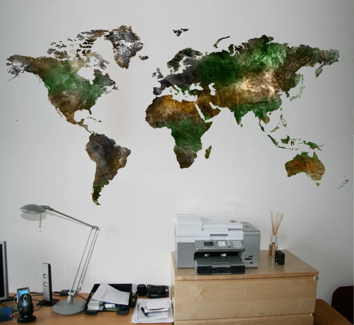 World Map Satellite View Decal For Housewares