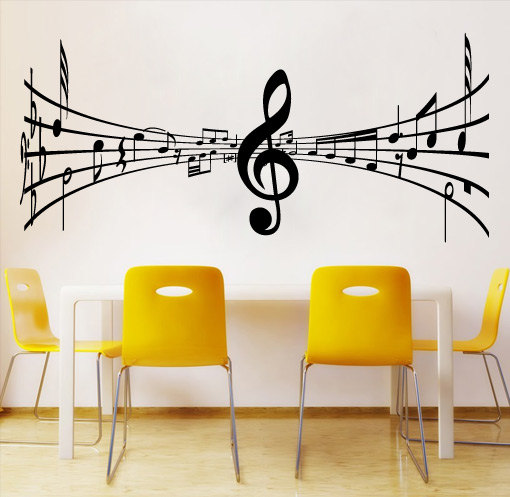 3D Music Tabs Vinyl with Notes Decal for Living Room Decoration